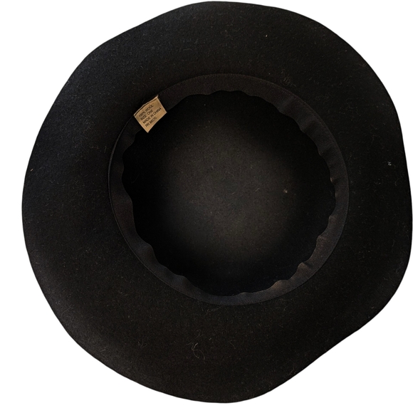 FEDORA Hat Black Wool Vintage Felted Bohemian Round Dome - Picture 4 of 9